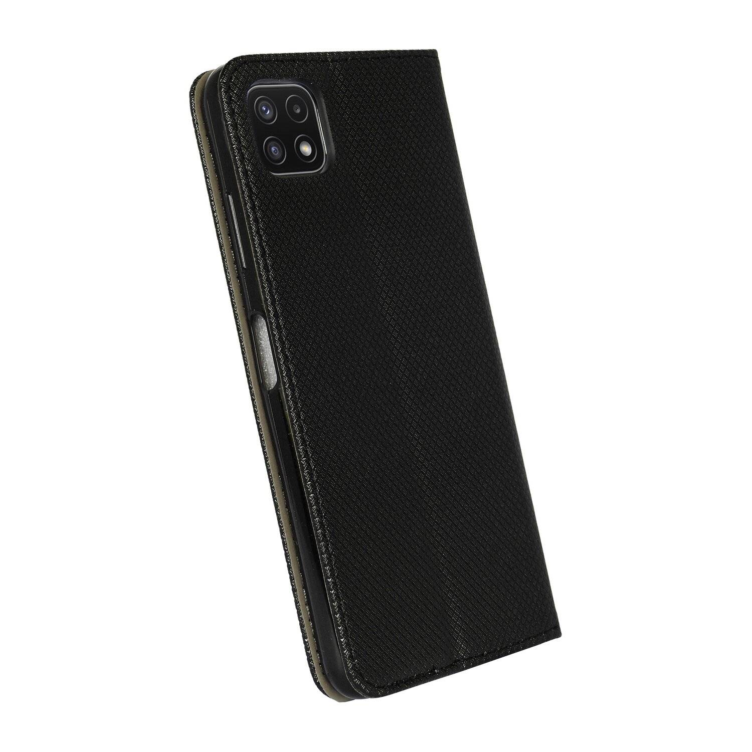 Buch Tasche "Smart" kompatibel mit SAMSUNG GALAXY A22 5G ( A226B ) Handy Hülle mit Standfunktion, Kartenfach Schwarz