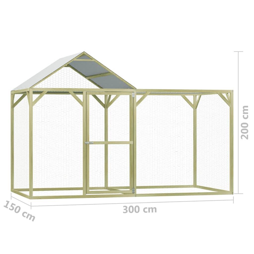 vidaXL Hühnerkäfig 3x1,5x2 m Imprägniertes Kiefernholz