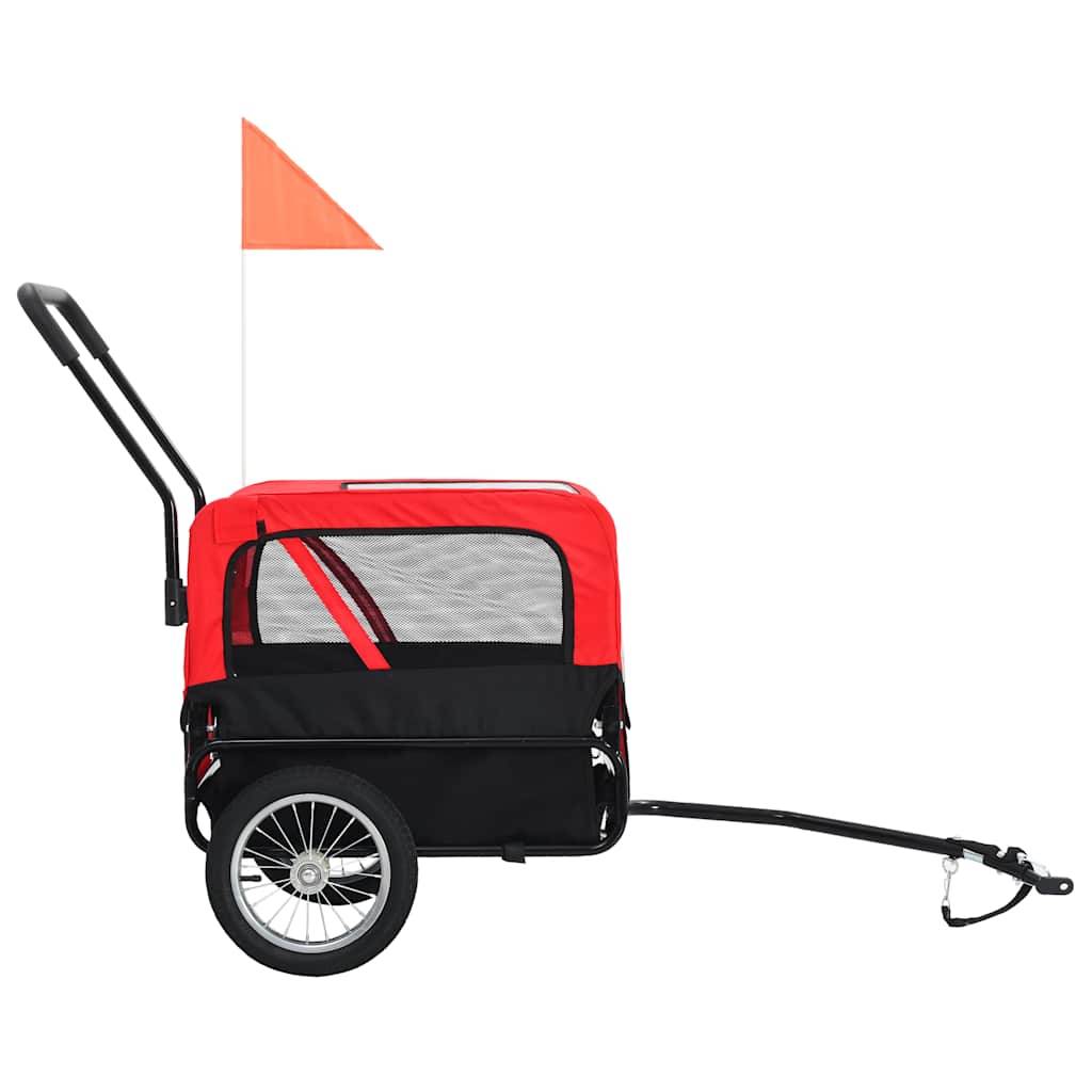 vidaXL 2-in-1 Fahrradanhänger für Hunde und Buggy Rot und Schwarz