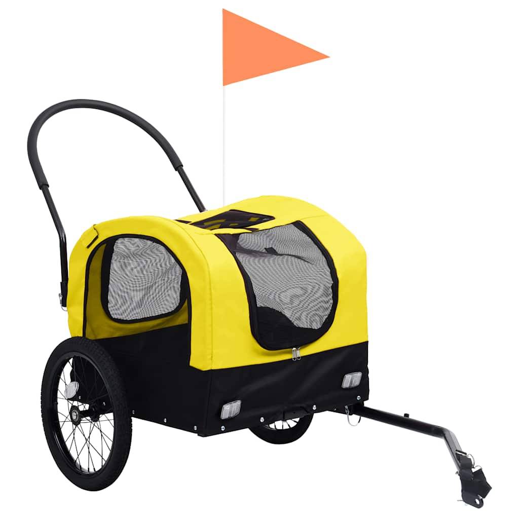 vidaXL 2-in-1 Fahrradanhänger für Hunde und Buggy Gelb und Schwarz