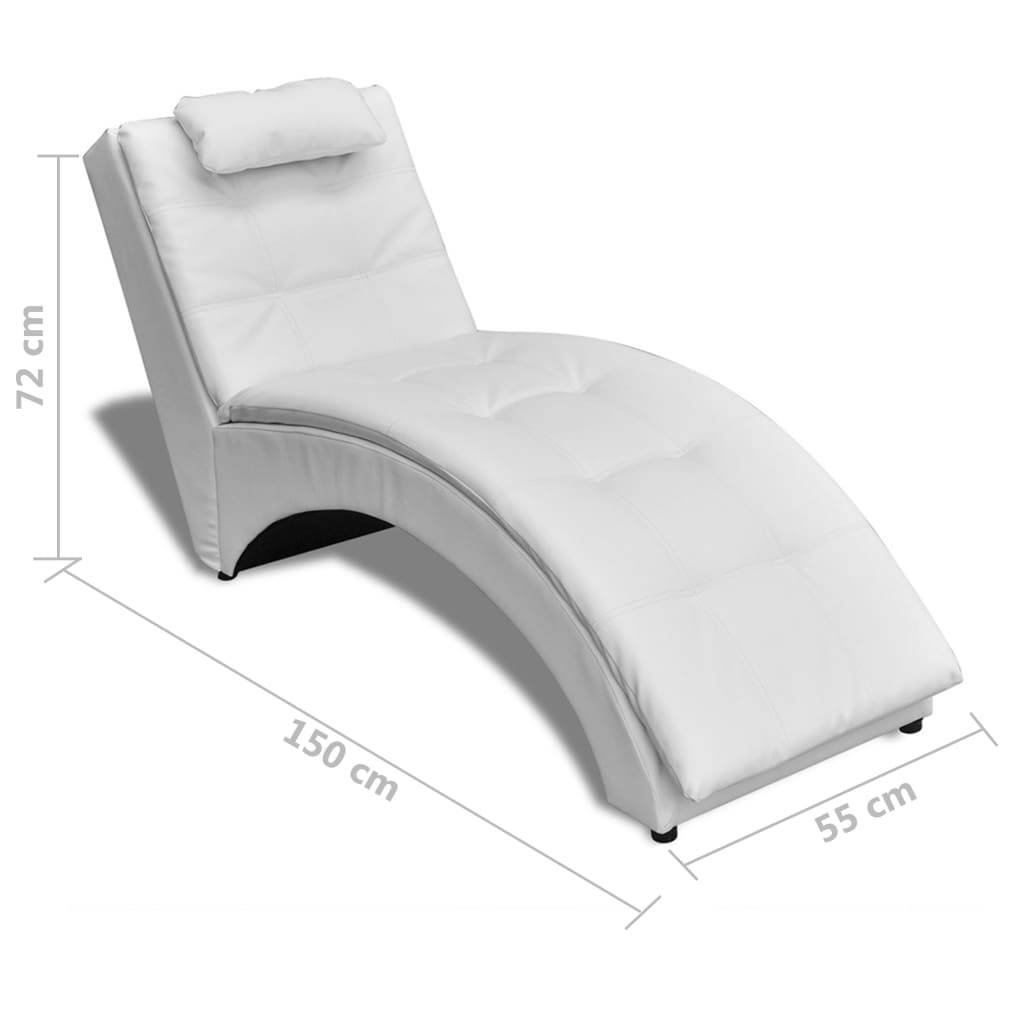 vidaXL Chaiselongue mit Kissen Weiß Kunstleder