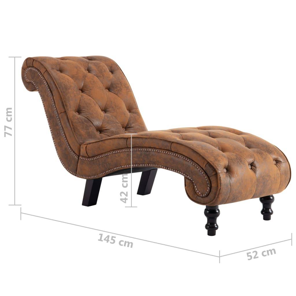 vidaXL Chaiselongue Braun Wildleder-Optik