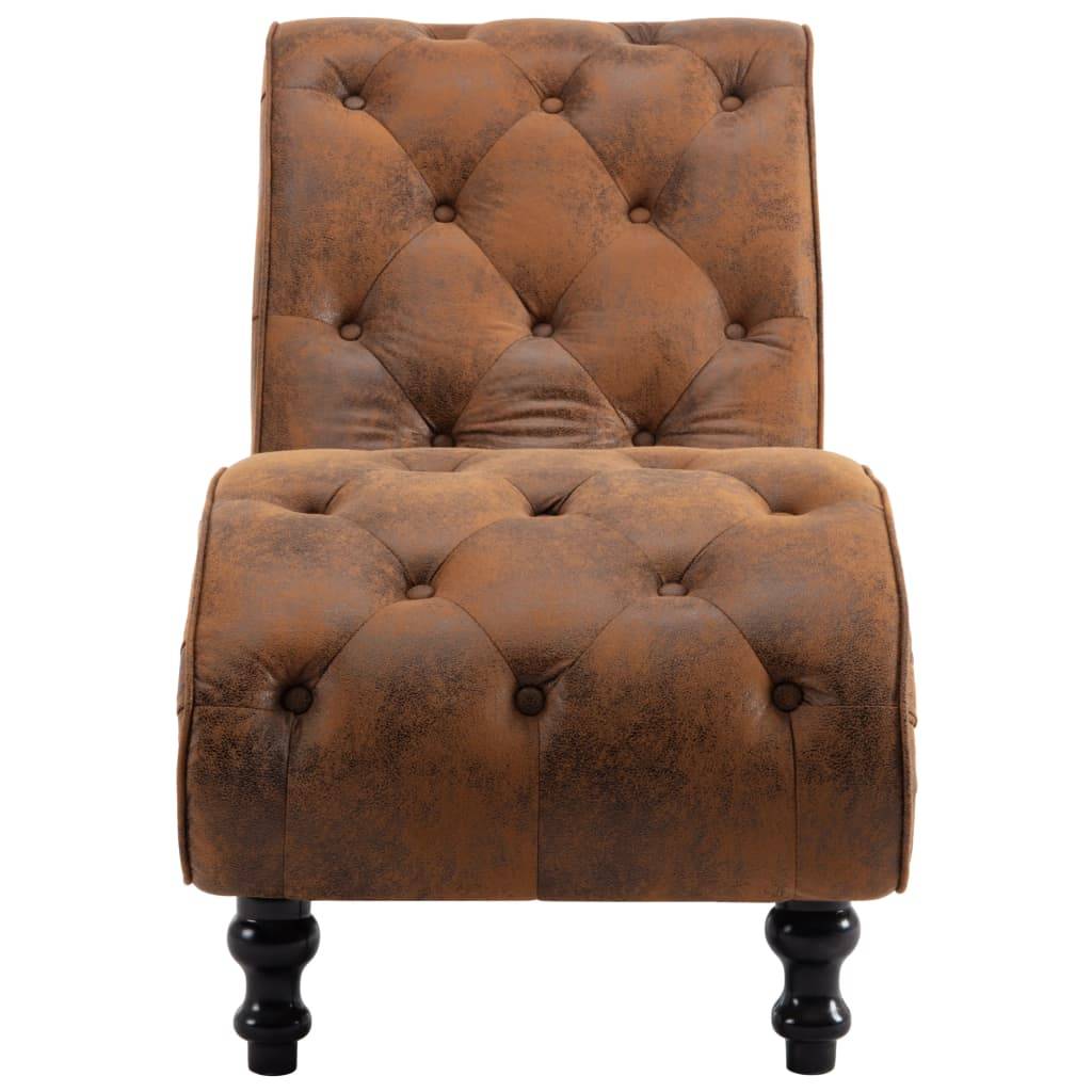 vidaXL Chaiselongue Braun Wildleder-Optik
