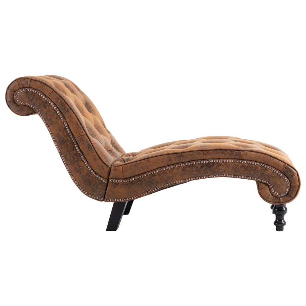 vidaXL Chaiselongue Braun Wildleder-Optik