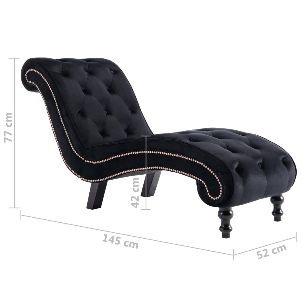 vidaXL Chaiselongue Schwarz Samt