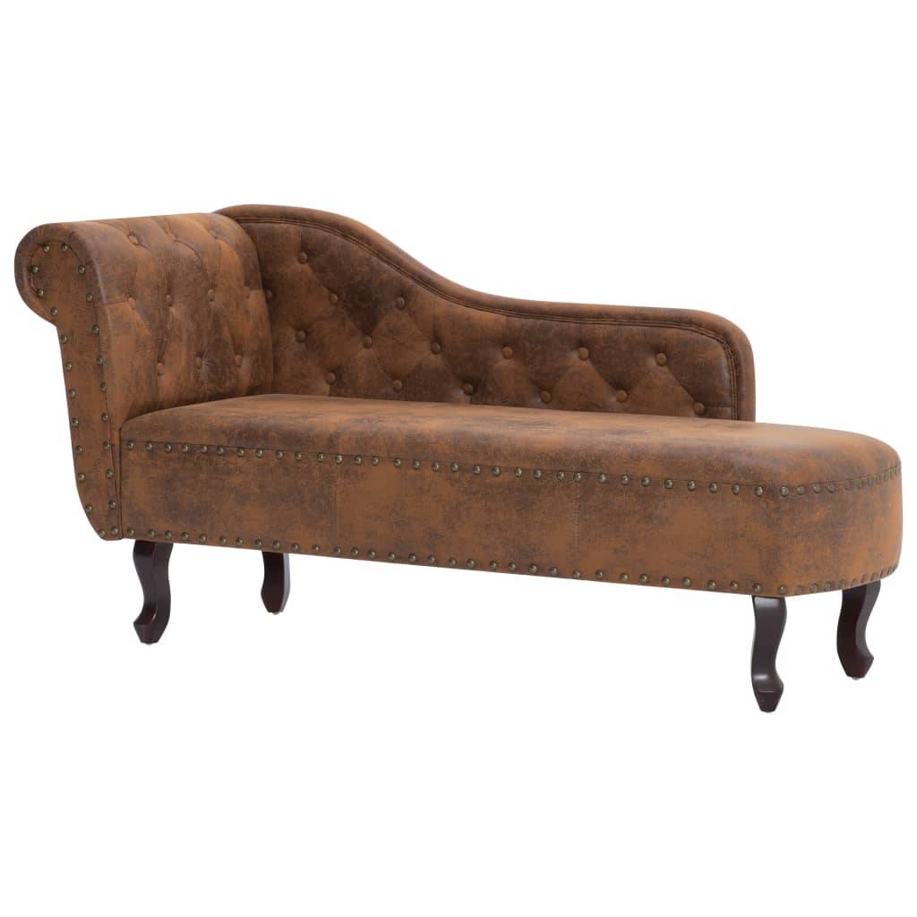 vidaXL Chaiselongue Braun Wildleder-Optik