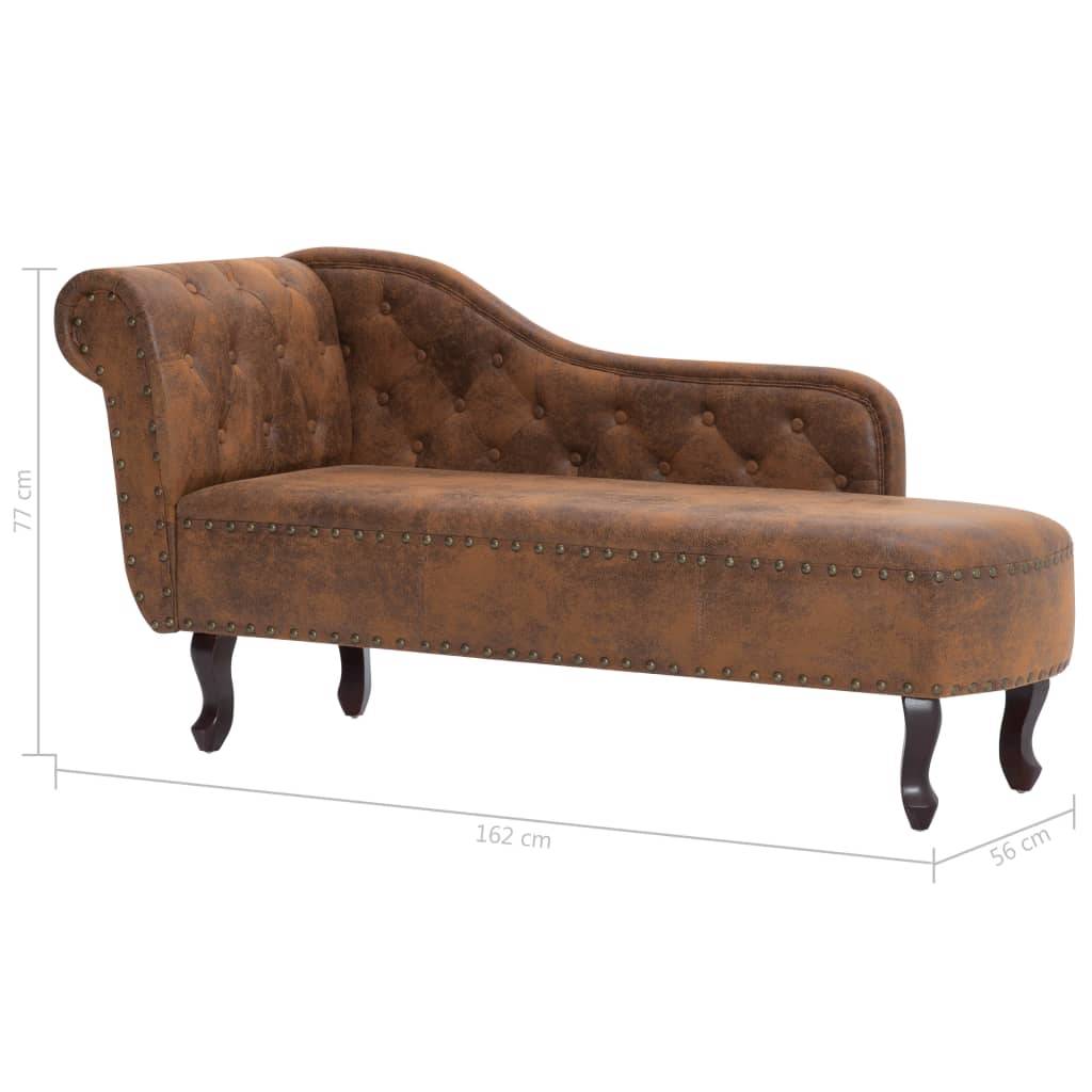 vidaXL Chaiselongue Braun Wildleder-Optik
