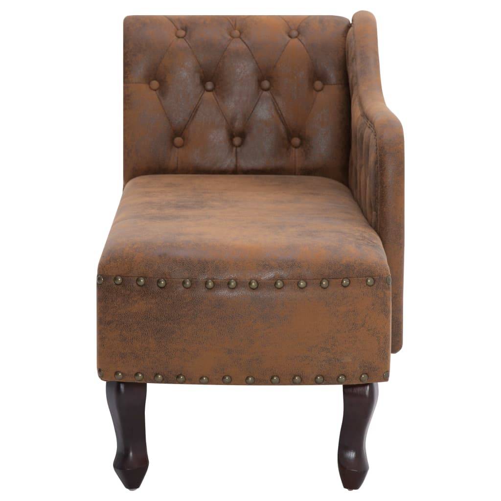 vidaXL Chaiselongue Braun Wildleder-Optik