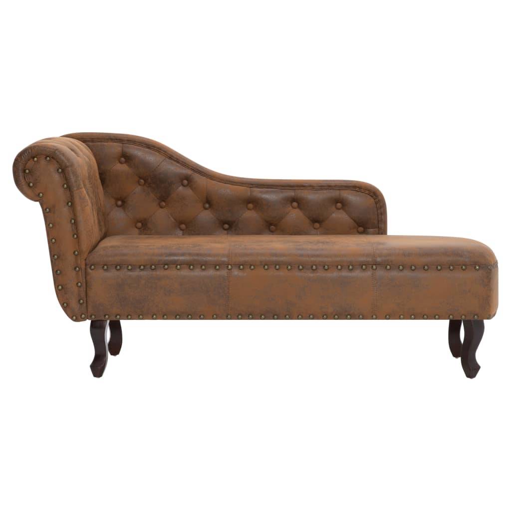 vidaXL Chaiselongue Braun Wildleder-Optik