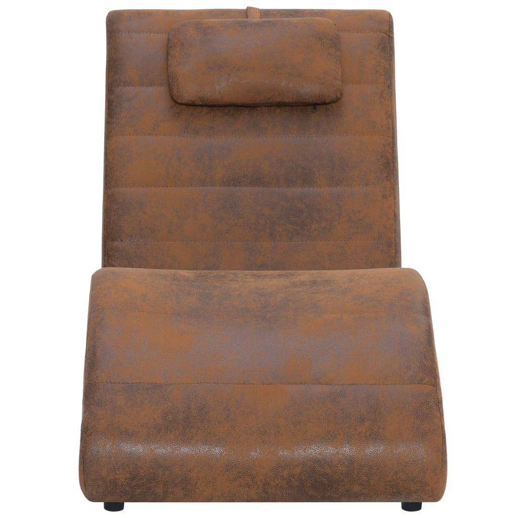 vidaXL Chaiselongue mit Kissen Braun Wildleder-Optik