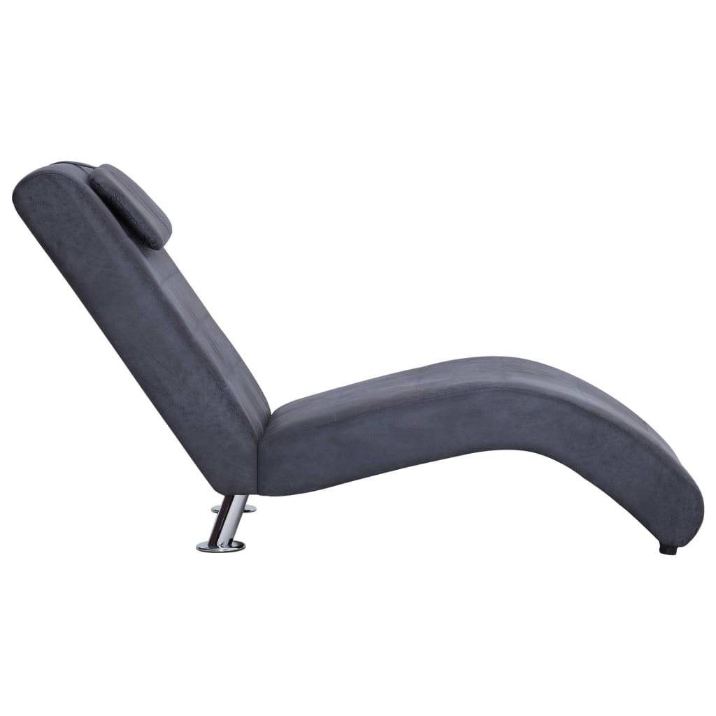 vidaXL Chaiselongue mit Kissen Grau Wildleder-Optik