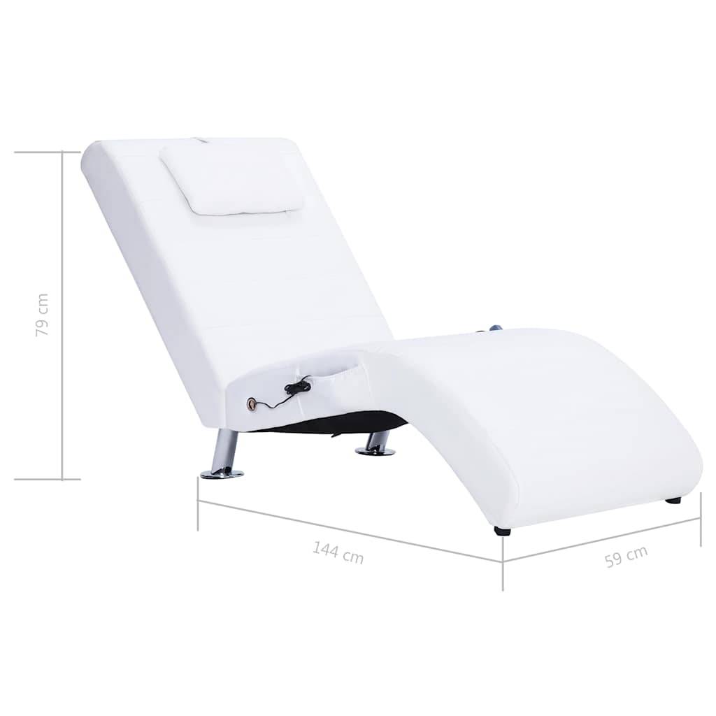 vidaXL Massage-Chaiselongue mit Kissen Weiß Kunstleder