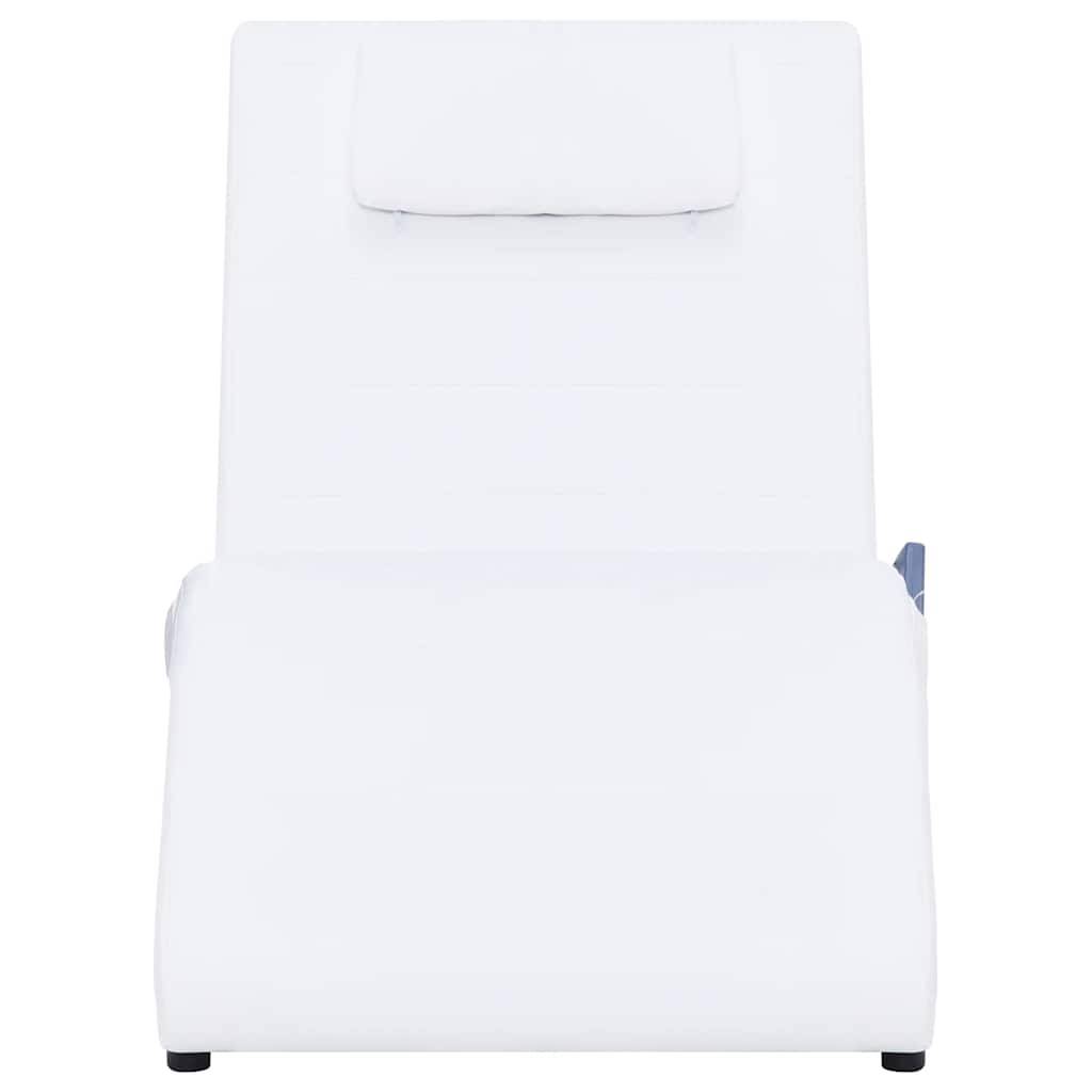 vidaXL Massage-Chaiselongue mit Kissen Weiß Kunstleder