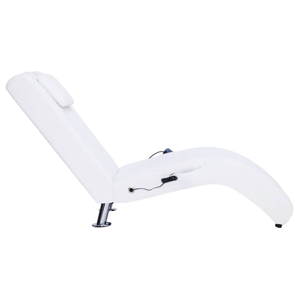 vidaXL Massage-Chaiselongue mit Kissen Weiß Kunstleder