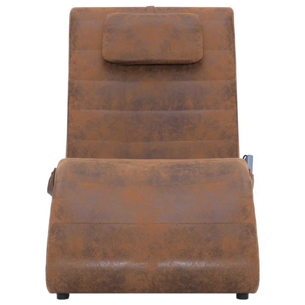 vidaXL Massage Chaiselongue mit Kissen Braun Wildleder-Optik
