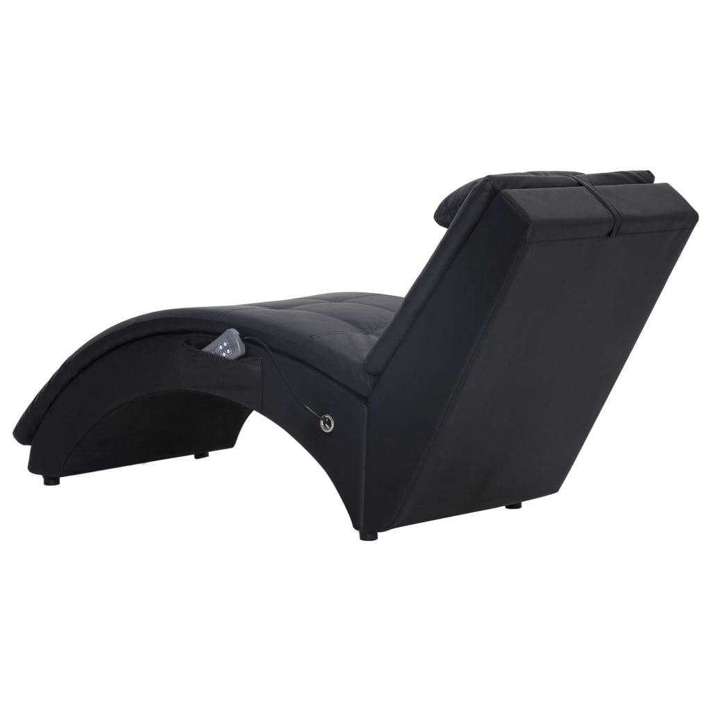 vidaXL Massage Chaiselongue mit Kissen Schwarz Kunstleder