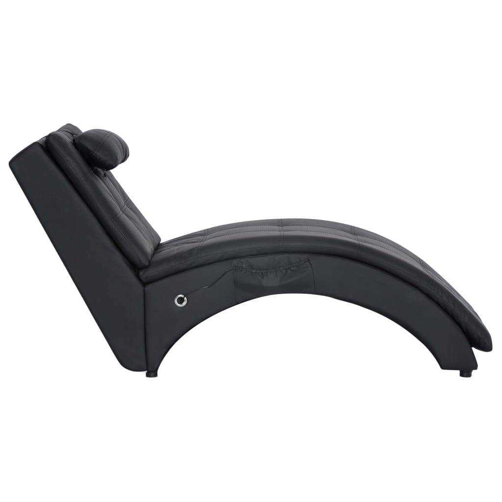 vidaXL Massage Chaiselongue mit Kissen Schwarz Kunstleder