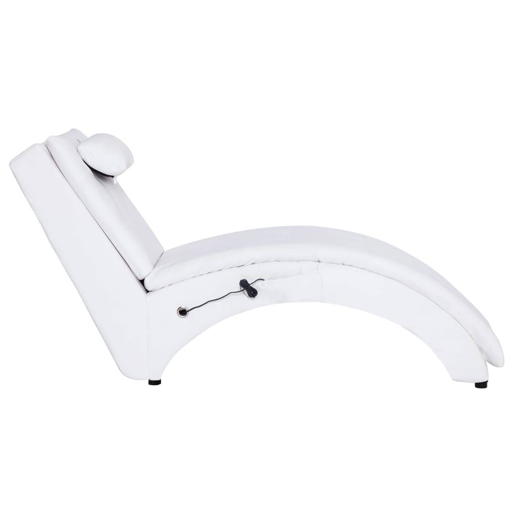 vidaXL Massage Chaiselongue mit Kissen Weiß Kunstleder