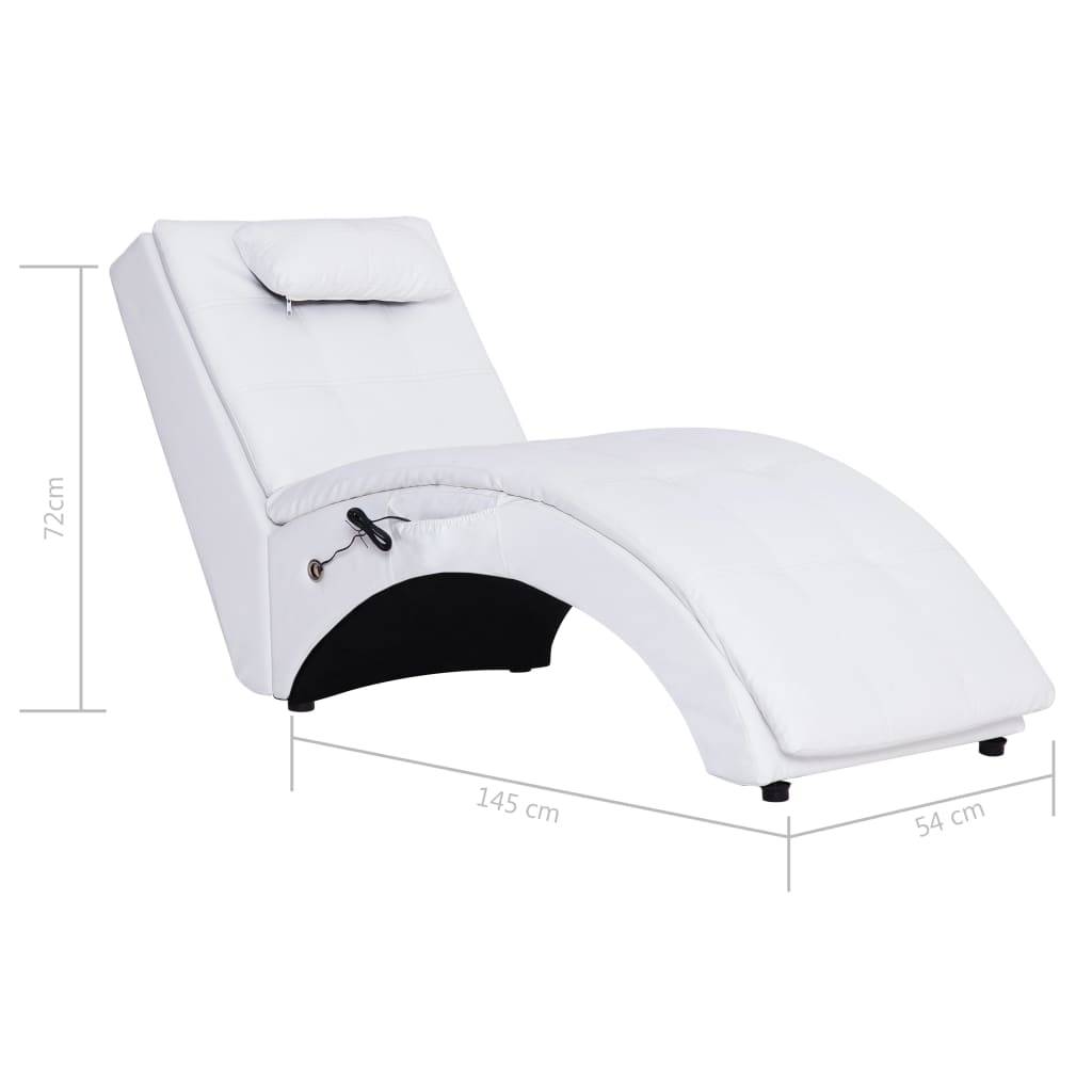 vidaXL Massage Chaiselongue mit Kissen Weiß Kunstleder