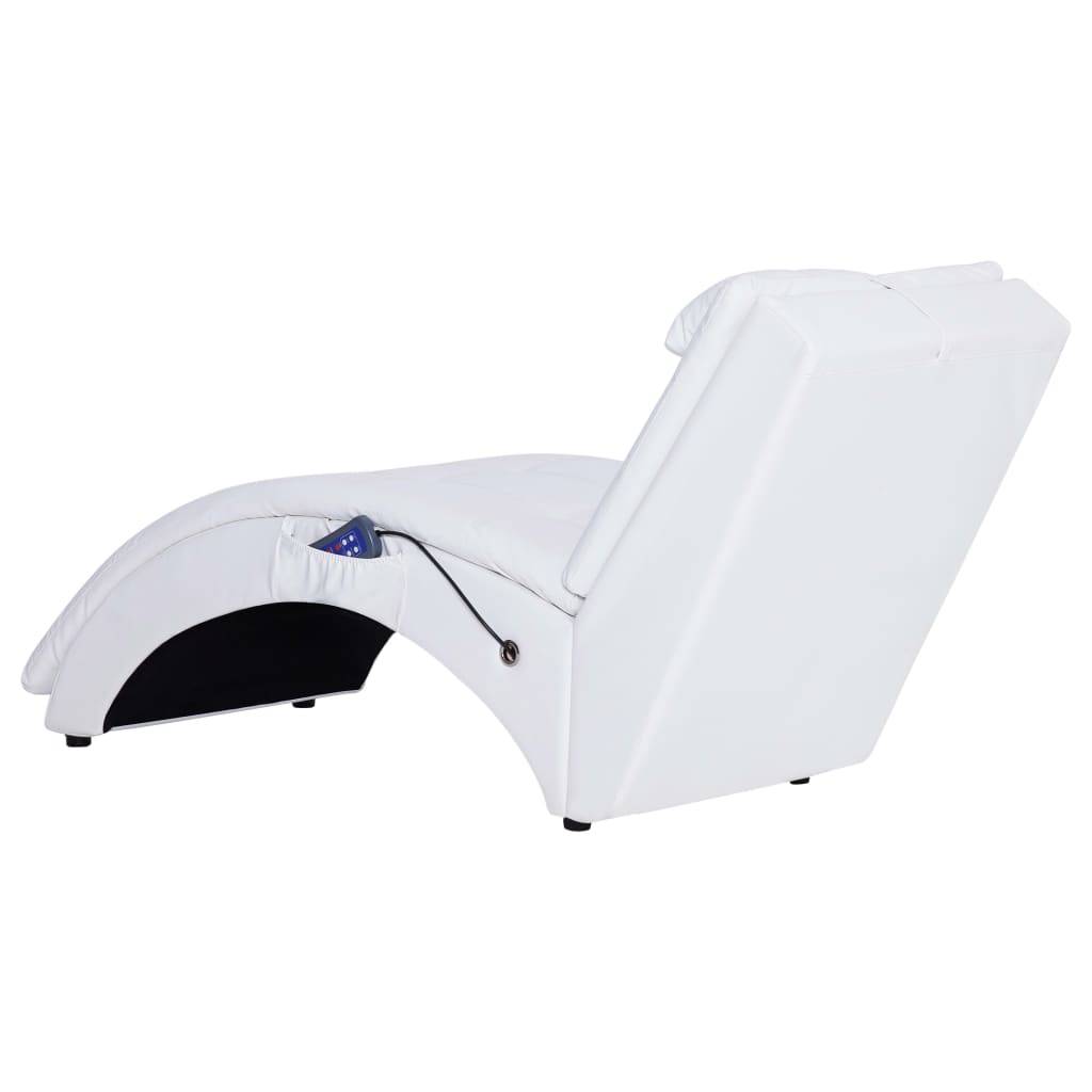 vidaXL Massage Chaiselongue mit Kissen Weiß Kunstleder