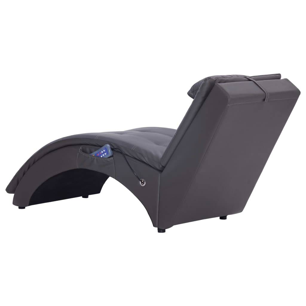 vidaXL Massage Chaiselongue mit Kissen Grau Kunstleder
