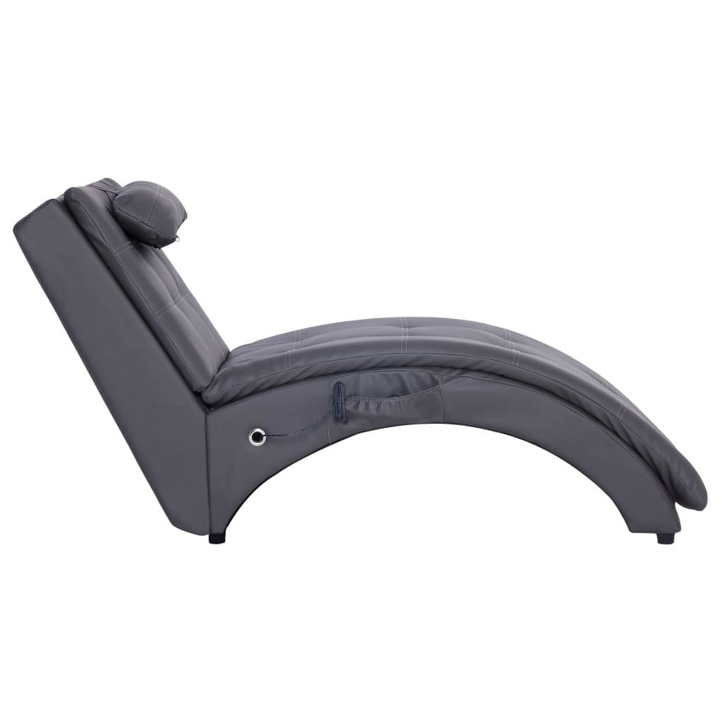 vidaXL Massage Chaiselongue mit Kissen Grau Kunstleder