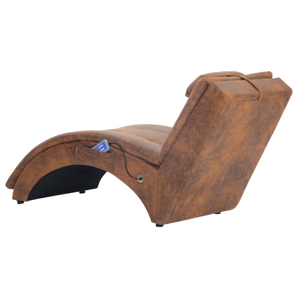 vidaXL Massage Chaiselongue mit Kissen Braun Wildleder-Optik