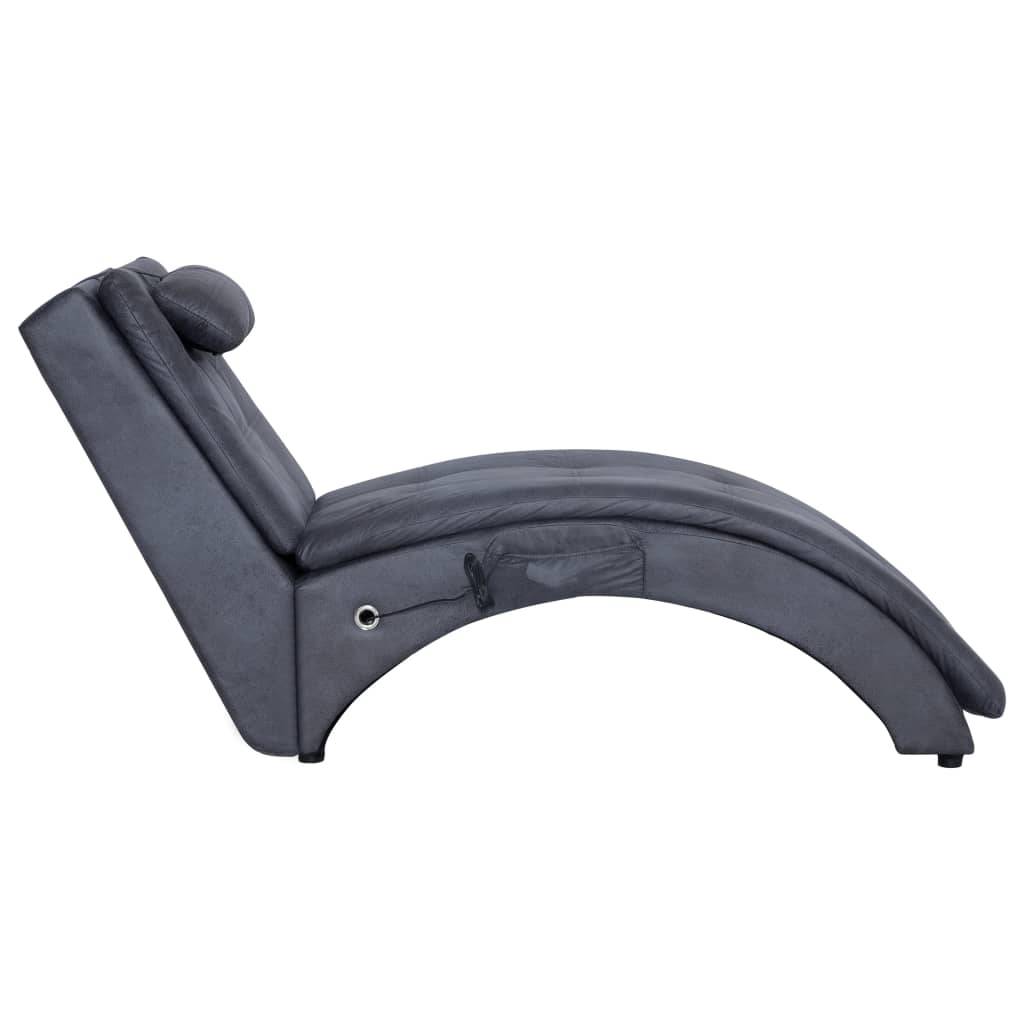 vidaXL Massage Chaiselongue mit Kissen Grau Wildleder-Optik