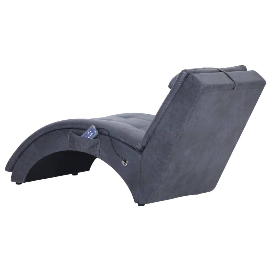 vidaXL Massage Chaiselongue mit Kissen Grau Wildleder-Optik