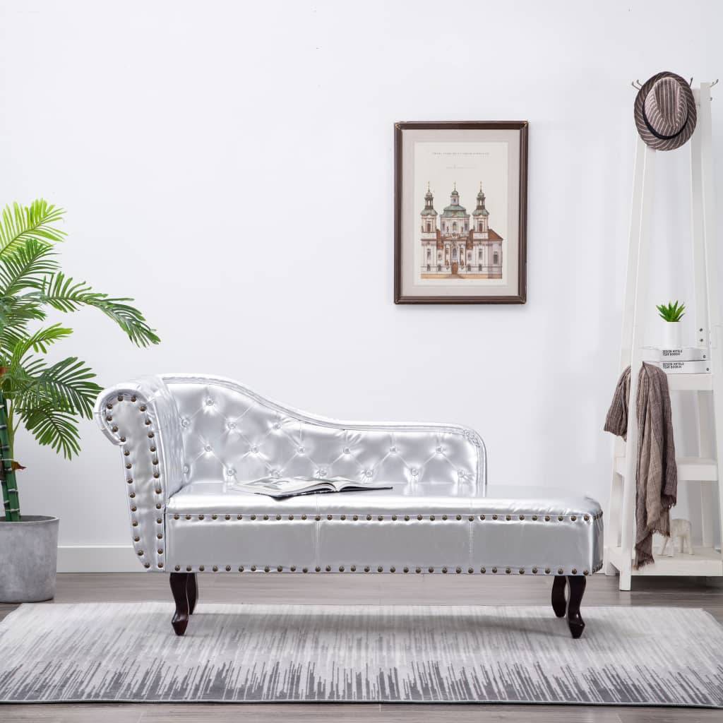 vidaXL Chaiselongue Silbern Kunstleder