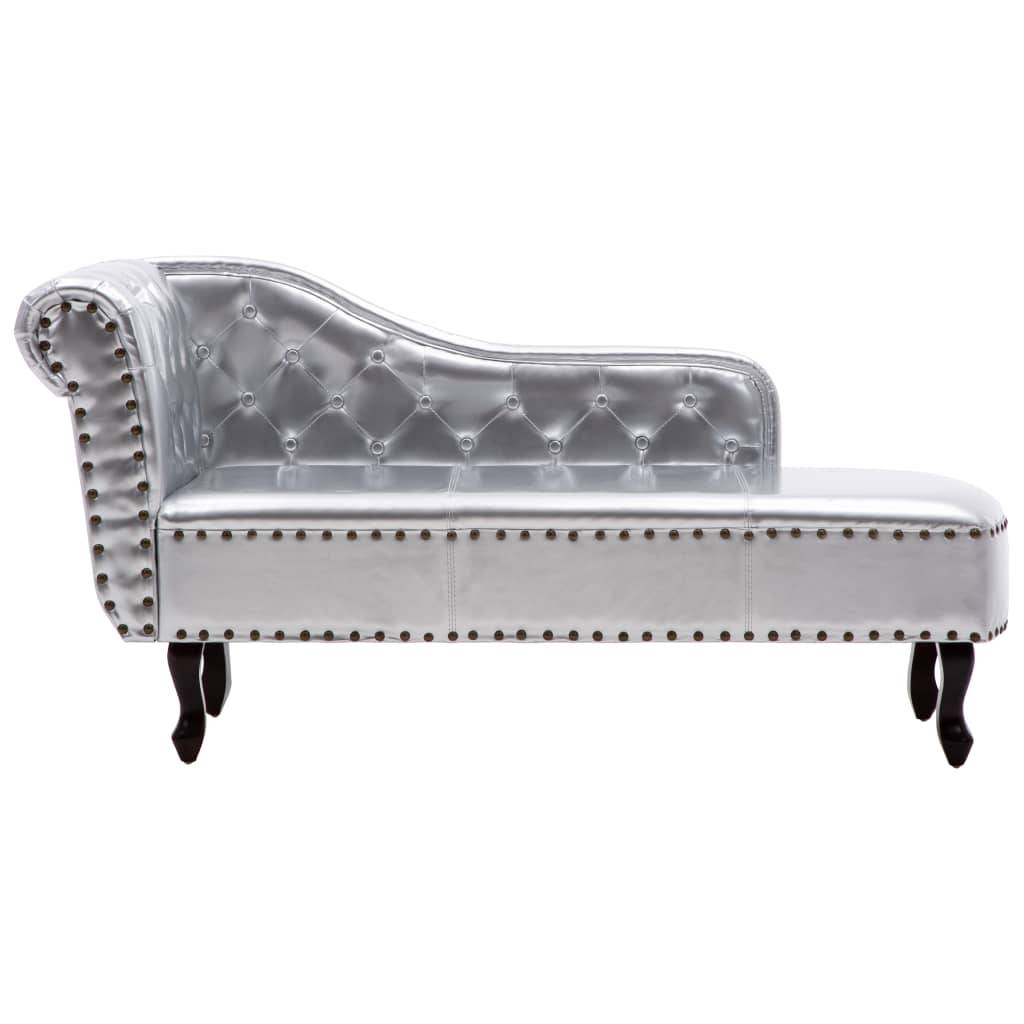 vidaXL Chaiselongue Silbern Kunstleder