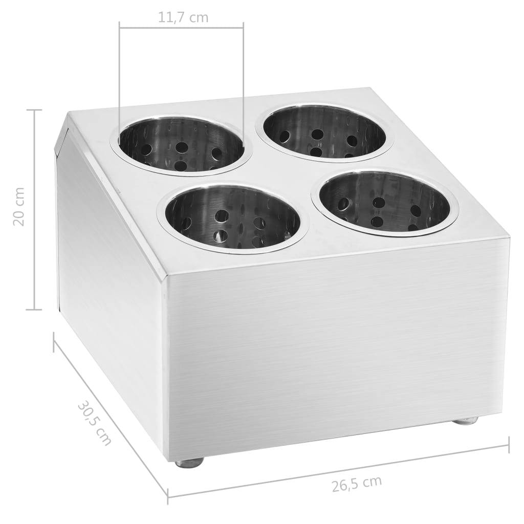 vidaXL Besteckbehälter 4 Fächer Quadratisch Edelstahl