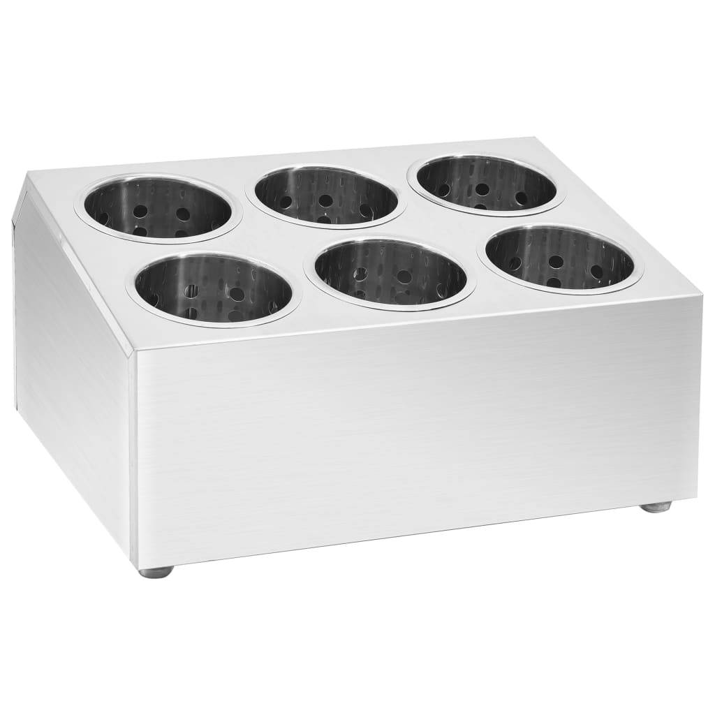 vidaXL Besteckbehälter 6 Fächer Quadratisch Edelstahl