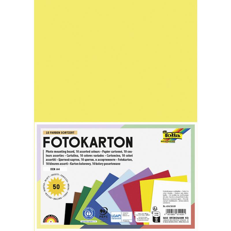 folia Fotokarton, DIN A4, 300 g/qm, farbig sortiert