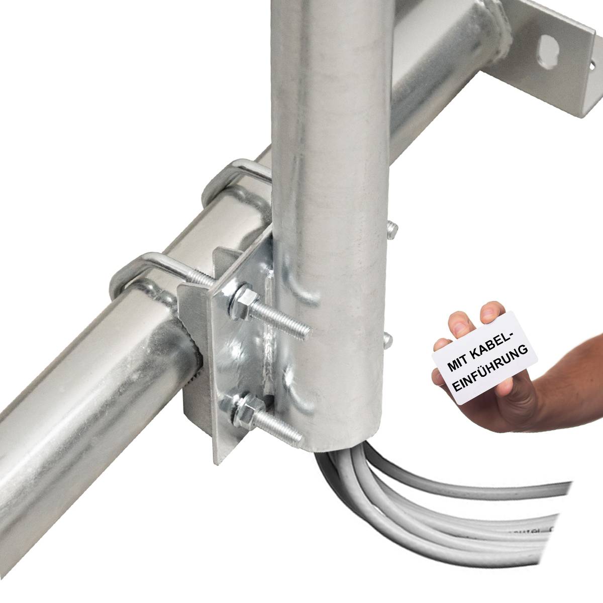 PremiumX BASIC X120-48F SAT TV Dachsparrenhalter feuerverzinkt 120cm Mast Sparrenhalter für Satellitenschüssel DVB-S2 + UKW LTE-Antenne | Kabeldurch