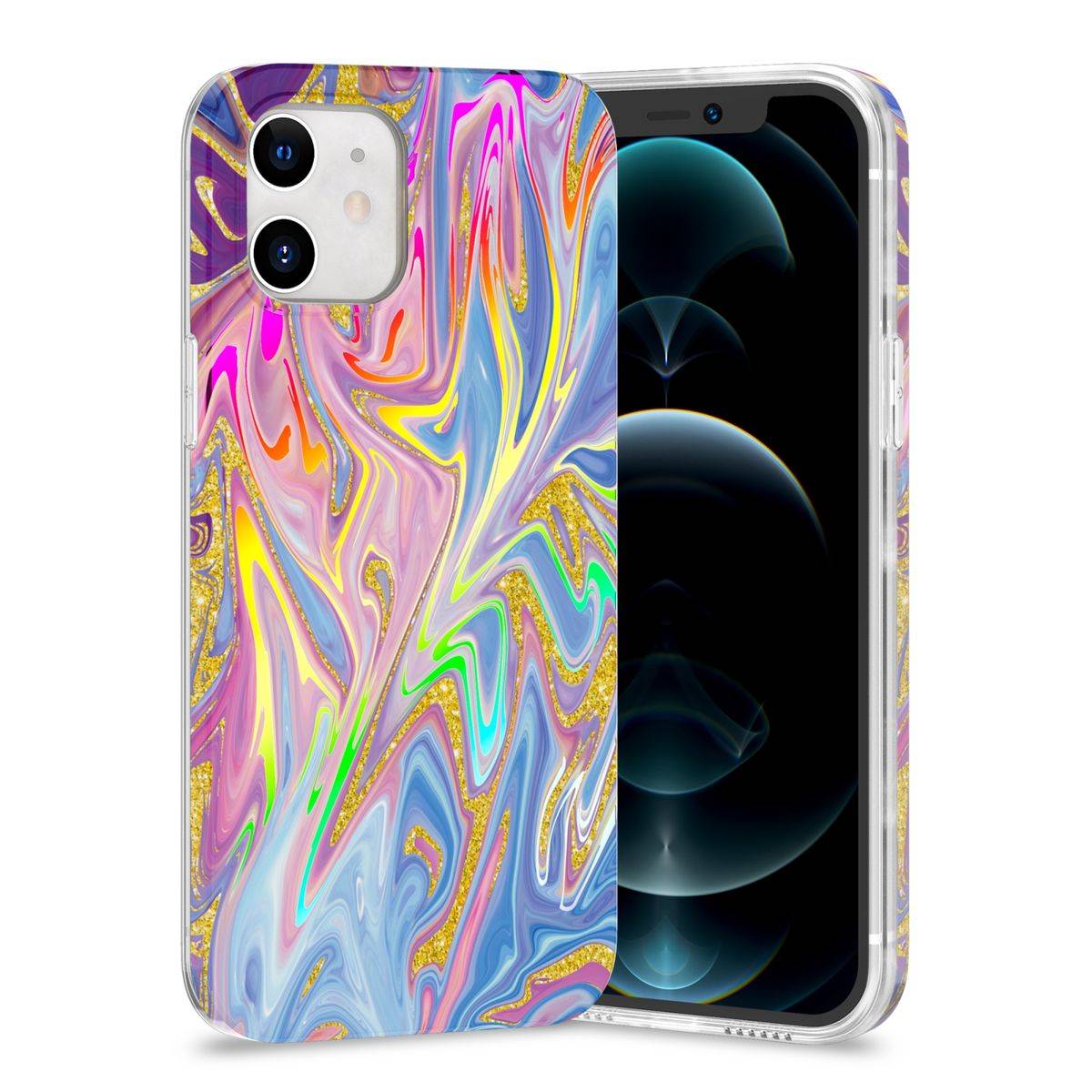 Für Apple iPhone 12 Mini Shockproof TPU Watercolor Splash Schutz Tasche Hülle Cover Etui Motiv 1