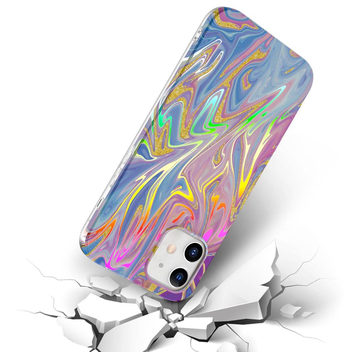 Für Apple iPhone 12 Mini Shockproof TPU Watercolor Splash Schutz Tasche Hülle Cover Etui Motiv 1