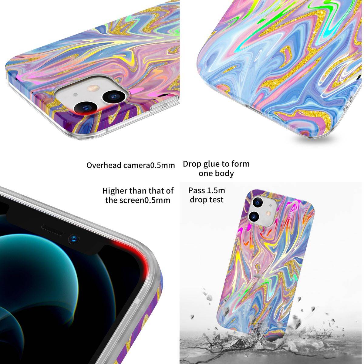 Für Apple iPhone 12 Mini Shockproof TPU Watercolor Splash Schutz Tasche Hülle Cover Etui Motiv 1