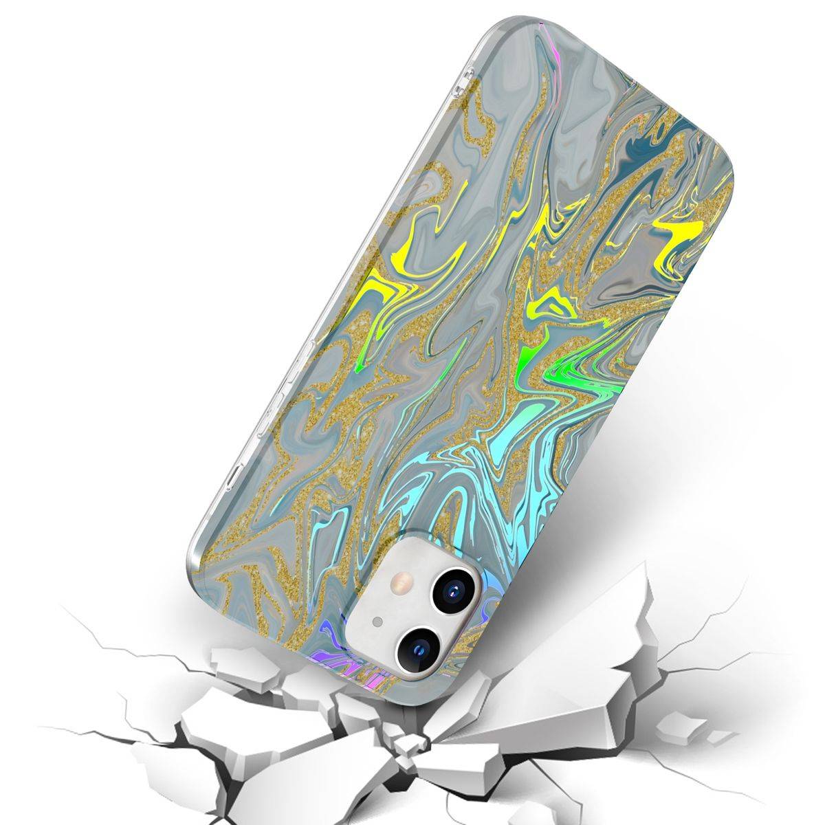 Für Apple iPhone 12 Mini Shockproof TPU Watercolor Splash Schutz Tasche Hülle Cover Etui Motiv 2