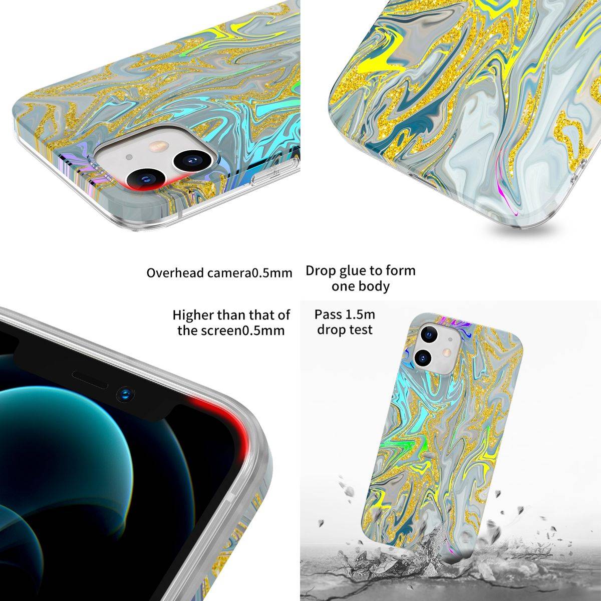 Für Apple iPhone 12 Mini Shockproof TPU Watercolor Splash Schutz Tasche Hülle Cover Etui Motiv 2