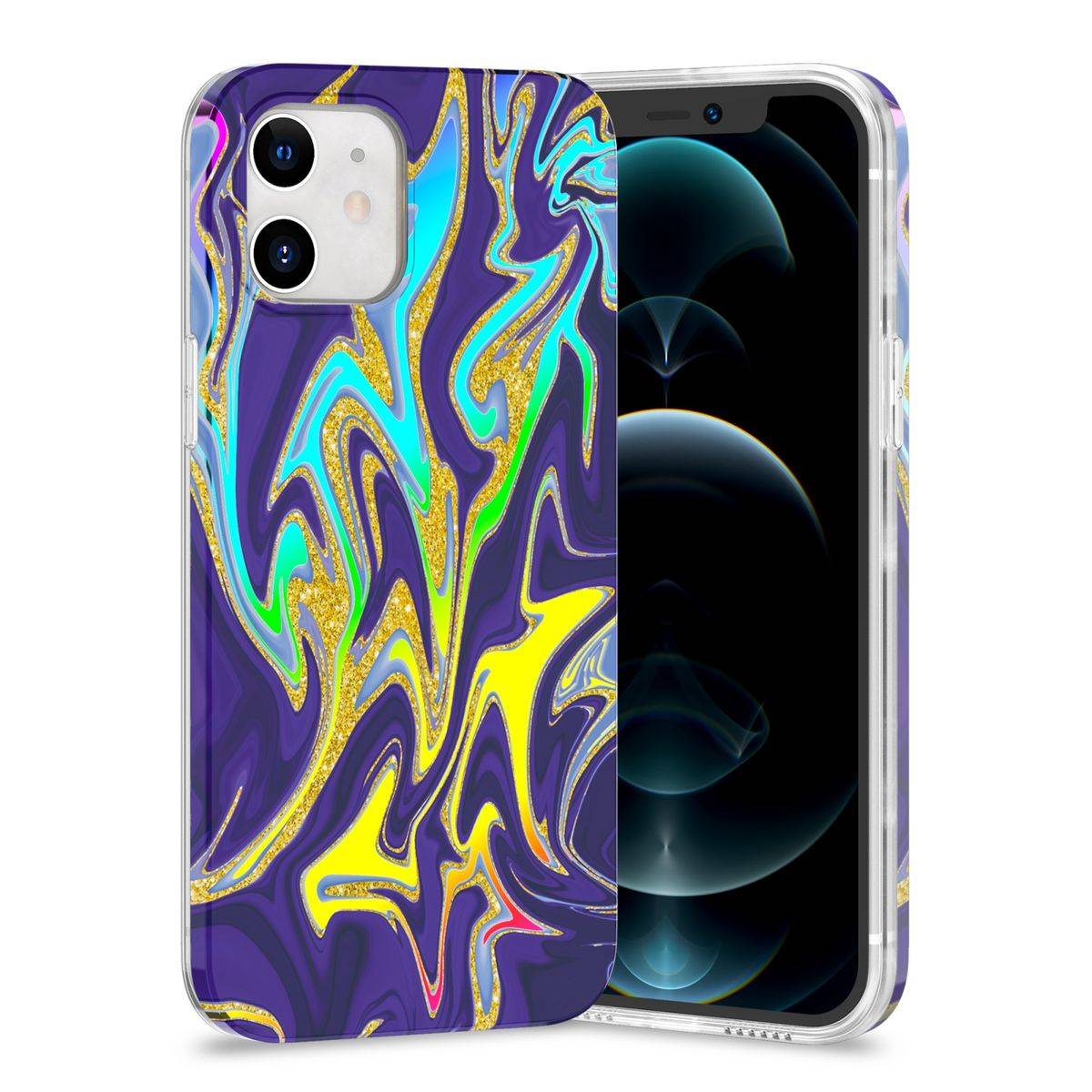 Für Apple iPhone 12 Mini Shockproof TPU Watercolor Splash Schutz Tasche Hülle Cover Etui Motiv 3