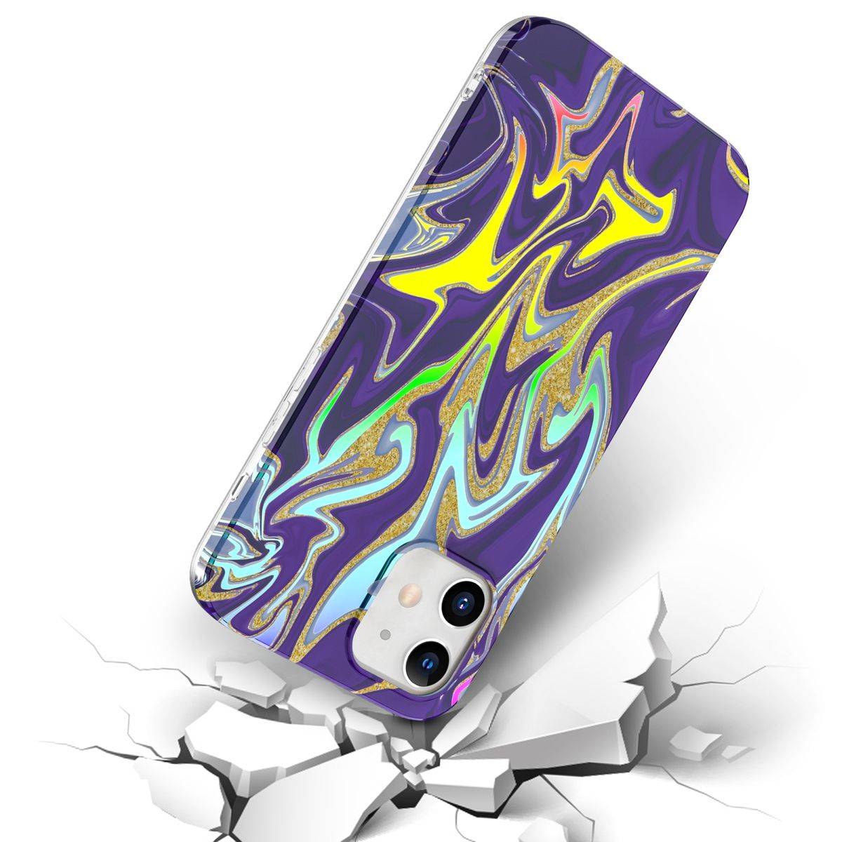Für Apple iPhone 12 Mini Shockproof TPU Watercolor Splash Schutz Tasche Hülle Cover Etui Motiv 3