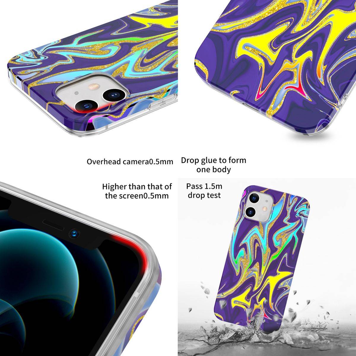 Für Apple iPhone 12 Mini Shockproof TPU Watercolor Splash Schutz Tasche Hülle Cover Etui Motiv 3