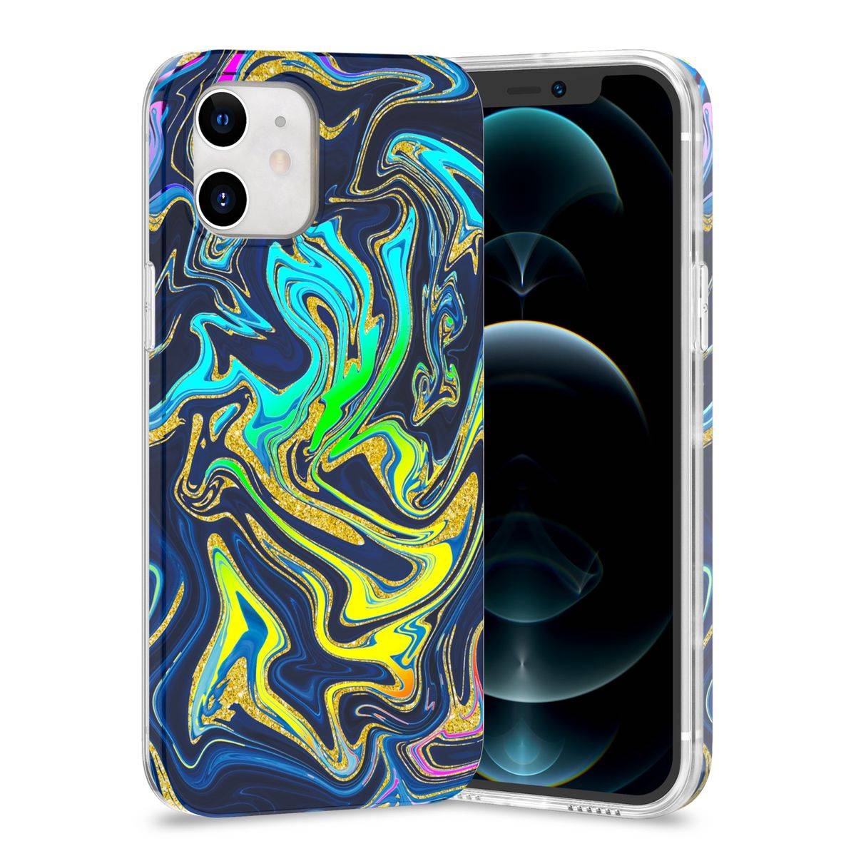 Für Apple iPhone 12 Mini Shockproof TPU Watercolor Splash Schutz Tasche Hülle Cover Etui Motiv 4