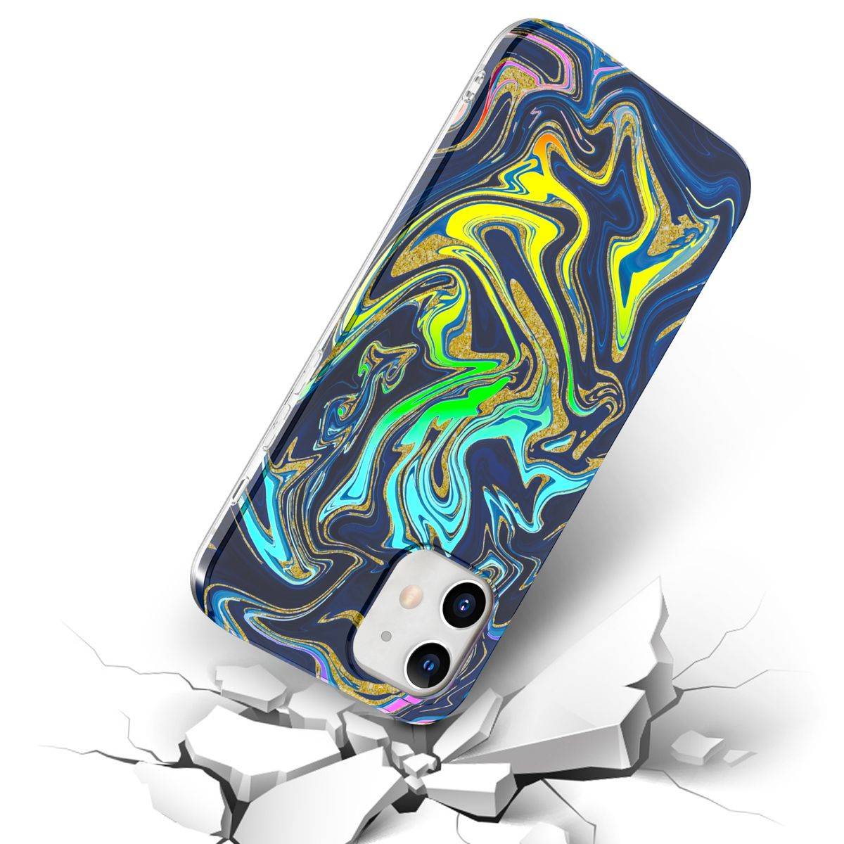 Für Apple iPhone 12 Mini Shockproof TPU Watercolor Splash Schutz Tasche Hülle Cover Etui Motiv 4