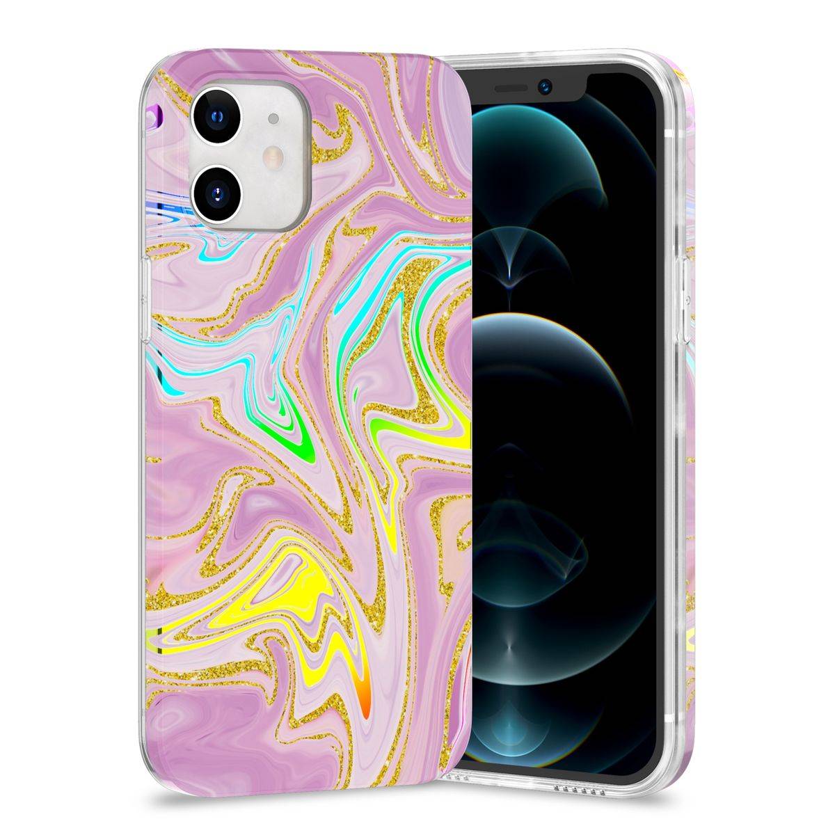 Für Apple iPhone 12 Mini Shockproof TPU Watercolor Splash Schutz Tasche Hülle Cover Etui Motiv 5