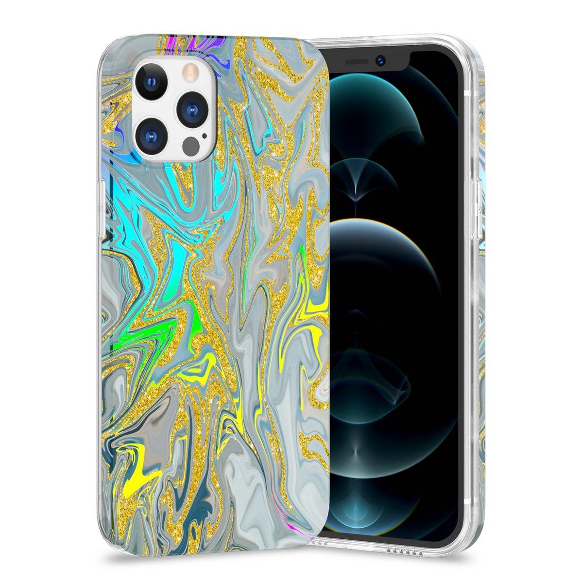 Für Apple iPhone 12 / 12 Pro Shockproof TPU Watercolor Splash Schutz Tasche Hülle Cover Etui Motiv 2