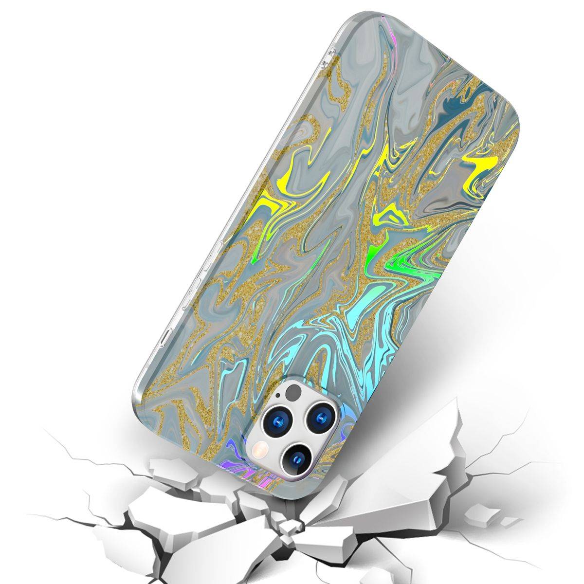 Für Apple iPhone 12 / 12 Pro Shockproof TPU Watercolor Splash Schutz Tasche Hülle Cover Etui Motiv 2