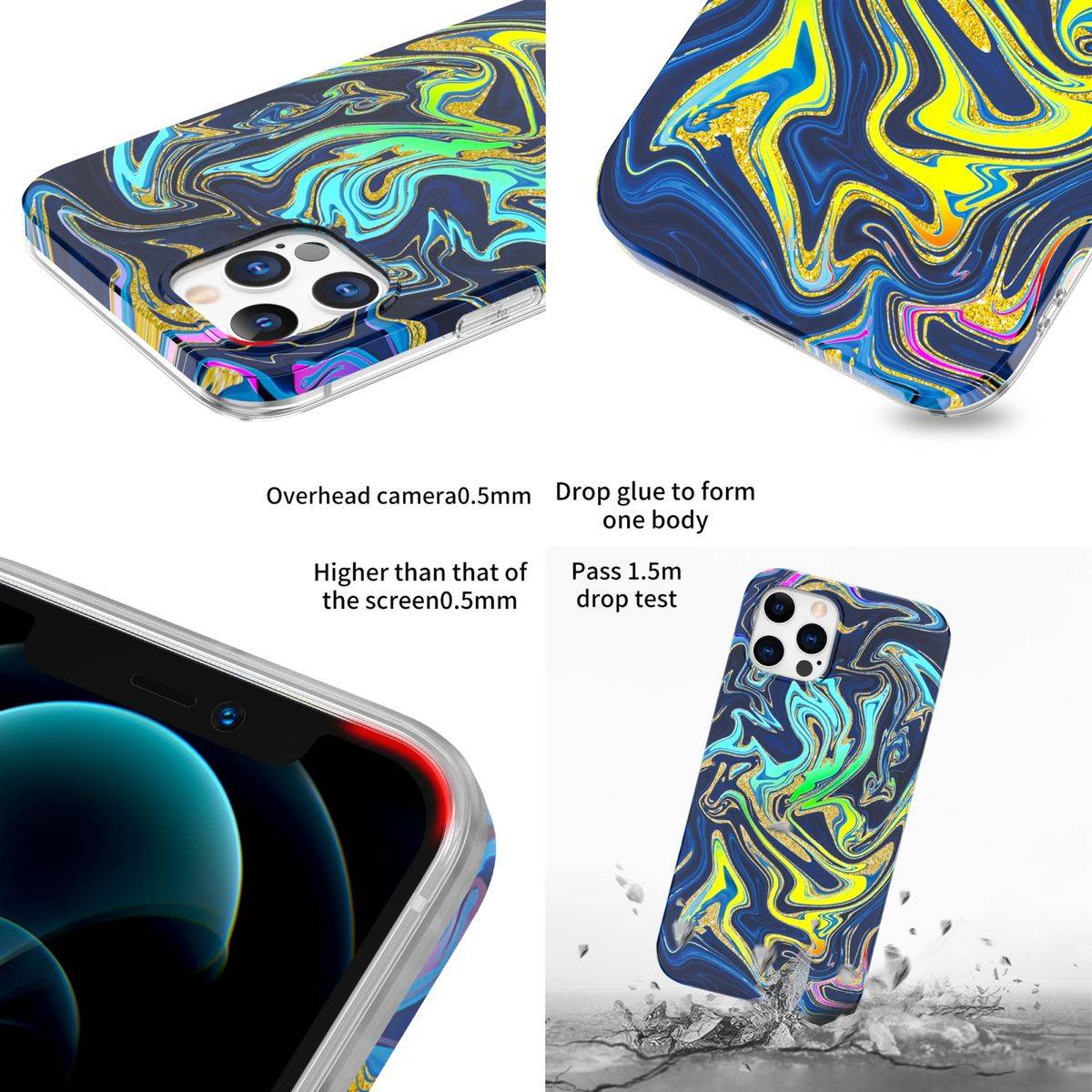 Für Apple iPhone 12 / 12 Pro Shockproof TPU Watercolor Splash Schutz Tasche Hülle Cover Etui Motiv 4