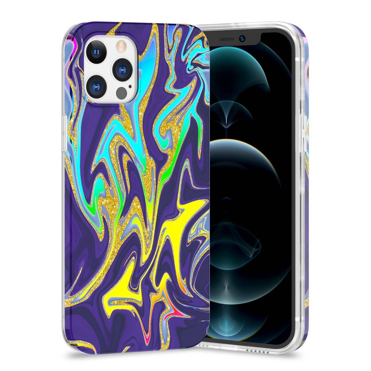 Für Apple iPhone 12 Pro Max Shockproof TPU Watercolor Splash Schutz Tasche Hülle Cover Etui Motiv 3